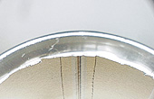 Lateral Viewing Adapter:Inner side of a can at 5x magnification.